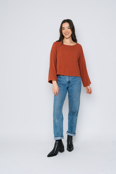 Kali-Bell Sleeve Woven Blouse
